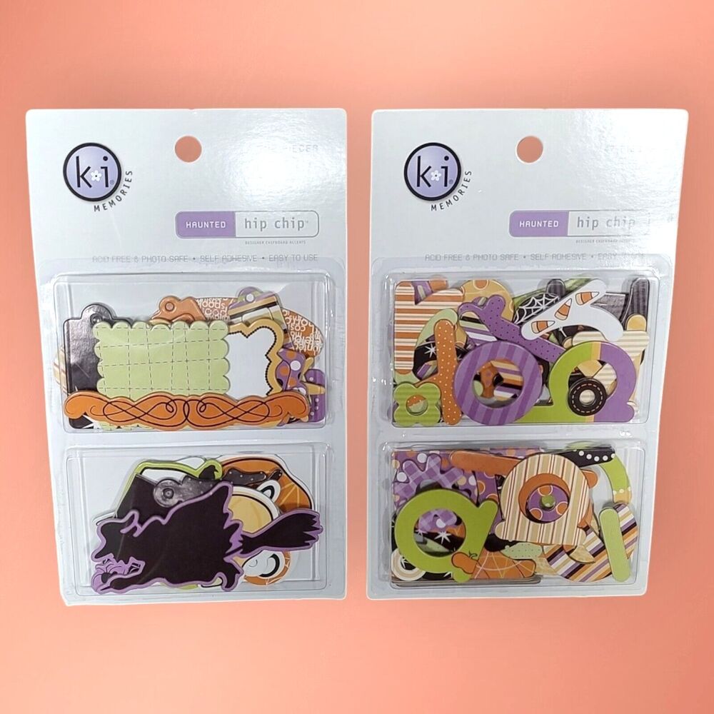 Set of Two Ki Memories Halloween Haunted Hip Scrapbook Chipboard Alpha & Shapes